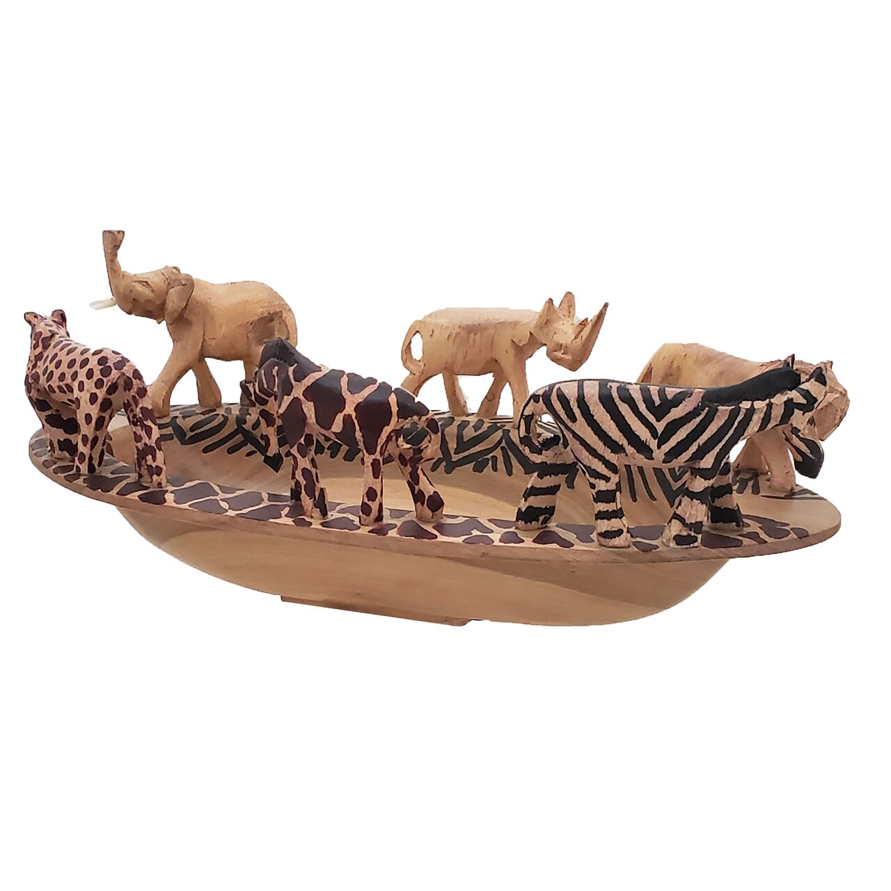 Stoneage Arts Inc 12" Safari Bowl With African Wild Animals Design